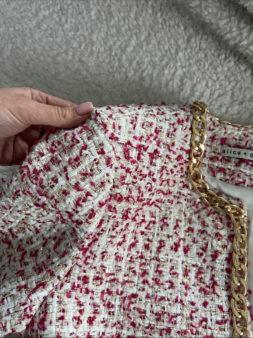Alice + Olivia Pink and White Tweed Skirt Set - Picture 9 of 9
